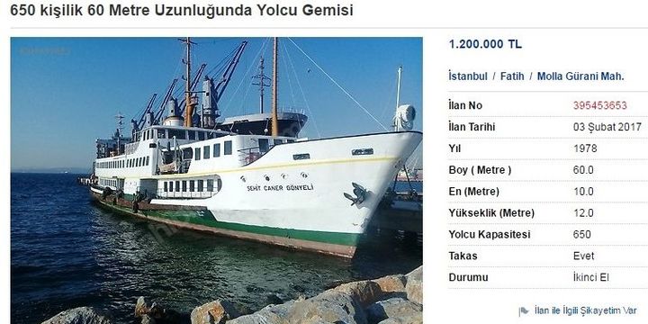 Yolcu vapuru internetten satışa çıkarıldı