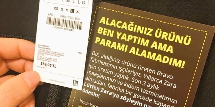 Zara ürünlerinde isyanın etiketi